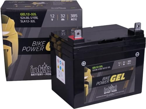 intAct - GEL MOTORRADBATTERIE | Batterie mit +30% Startleistung. Für Roller, Motorrad, Quad, Rasentraktor | Bike-Power GEL12-32L. Ersetzt U1, 12V Batterie, 32 AH, 385 A | Maße: 196x130x184mm
