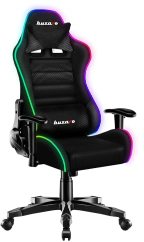 huzaro Ranger 6.0 RGB Mesh - LED Beleuchtung Gaming Stuhl für Kinder | ab 6-12 Jahre, Ergonomischer Schreibtischstuhl Jugendliche & Mädchen, Verstellbare Lendenkissen, Belastbar bis 130kg