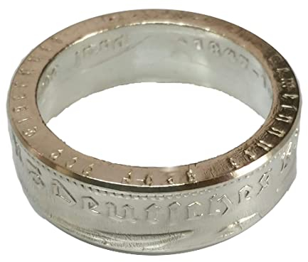 Münzring 5 Reichsmark Hindenburg 1935-36 Silber 900er Größe 52 bis 72 Ring poliert (52 (16.6))