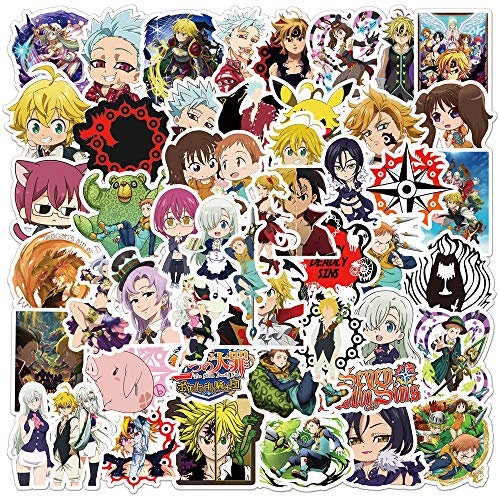 Confezione di adesivi The Seven De_adly Sins 50 pezzi, adesivi in ​​vinile per bottiglie d'acqua, notebook, skateboard, regalo per adulti, bambini, adolescenti