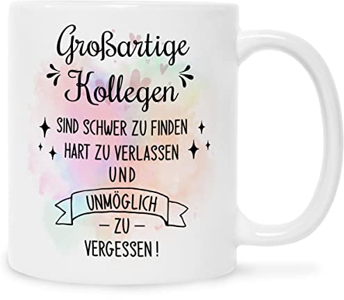 GRAVURZEILE Tasse mit Spruch - Großartige Kollegen - Abschiedsgeschenk Kollegen - Geschenke für Arbeit Büro - Geschenk für Ex-Kollege Kollegin Kündigung Jobwechsel - Farbe: Weiß