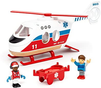 BRIO World Rettungshubschrauber - Spielzeug ab 3 Jahre | BRIO Holzeisenbahn-Zubehör, Kleinkindspielzeug, Geschenk für Jungen und Mädchen