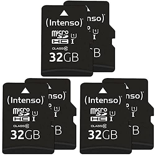 Intenso Premium microSDHC 2x32GB, Class 10 UHS-I Speicherkarte inkl. SD-Adapter (bis zu 90 MB/s) schwarz, 3er Pack