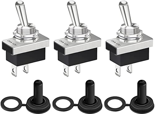 ROMINVIC Kippschalter KN3D-101 Ein/Aus(On/Off)，2 Anschlussstift 12 VDC 25 A mit wasserdichter Kappe 3 Stück