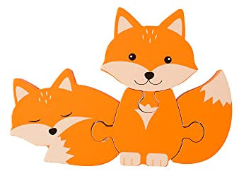 Fox Mini Wooden Puzzles - My First Puzzles, Jigsaw Puzzle Games with Woodland Animals - Educational Toys For 1 Year Old + Toddler, Montessori Early Development & Activity Toys by Orange Tree Toys