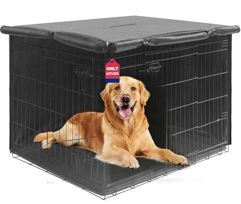 HiCaptain Atmungsaktive Abdeckung für Hundekäfige, 106,7 cm, strapazierfähig, Abdeckung für Hundehütten, Doppelreißverschluss, Winddicht, wasserdicht, UV-beständig (grau)