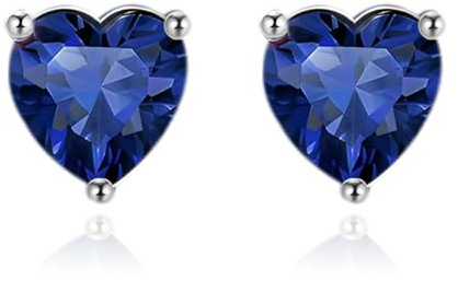 Zolkamery Ohrringe Silber 925 Stecker, 925 Sterling Silber Geburtsstein Ohrstecker für Damen Mädchen, Herz Ohrstecker Ohrringe mit Zirkonia, 6mm Klein Schlafen Knorpel Ohrstecker mit Geschenk Box