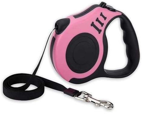 Automatische Hunde- Und Katzenleine for Kleine Tiere, Lange Hundeleine, rutschfest, Weicher Gummigriff, Verhedderungsfrei, 5 M Ausziehbare Leine, for Kleine Mittelgroße Hunde (Color : Pink, Size : 3