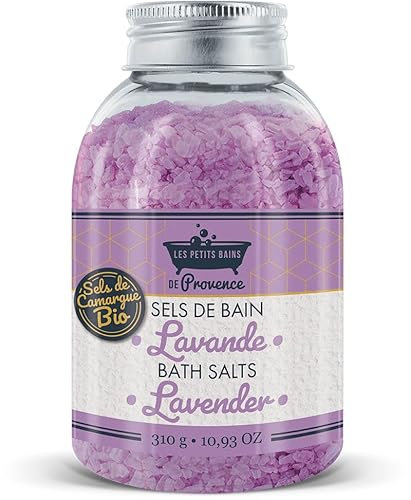 Sel de Bain Lavande 310g - Les Petits Bains de Provence - Véritable Sel de Camargue - Fabriqué en France - Bain Relaxant et Sensoriel