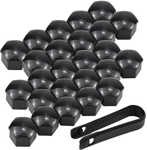 20 Stück Radschraubenkappen Für BMW X1 X3 X4 X5 X6 X7, Universal Radmutterkappen Abdeckungen Sechseckige Radschraubenkappen mit Entfernungswerkzeug Set Auto Zubehör,B/Black-19mm
