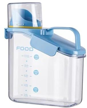 soulnioi Cereal Storage Containers, Rice Storage Container Airtight Dry Food Storage Tank Plastic Kitchen Cereal Dispenser or Flour, Pet Food, Sugar Storage - 1600ML/Blue