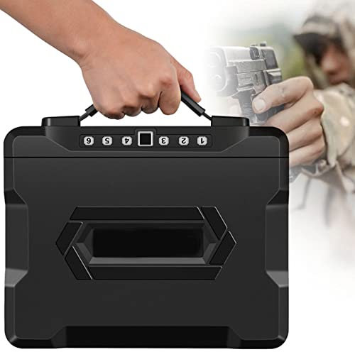 Biometric Gun Safe for Pistols - Quick Access Handgun Safe Gun Lock Box for Home & Car with Smart Technology and Emergency Keys