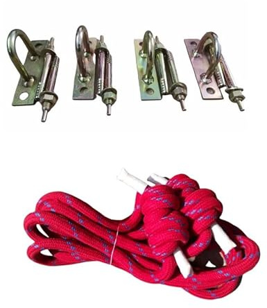 Premium Iyengar Yoga Seile mit Haken Set - Enthält 2 Lange & 2 Kleine Seile, 4 D Metallhaken, 8 Verschlüsse für Home Yoga Studio & Flexibilitätstraining, Rot