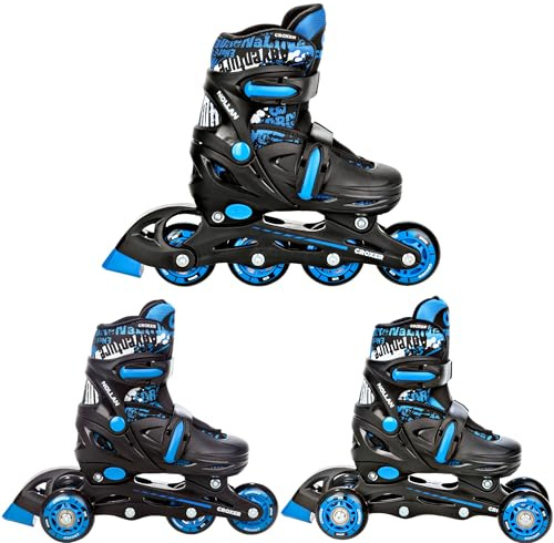 CROXER 3in1 Inline Skates Triskates Rollschuhe Inliner für Kinder Mädchen Jungen verstellbar (Nollan, 30-33 (17,5cm-20,5cm))