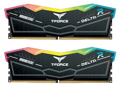 TEAMGROUP T-Force Delta RGB DDR5 Ram 64GB (2x32GB) 6000MHz PC5-48000 CL38 Intel XMP 3.0 y AMD Expo Módulo de Memoria de Escritorio Compatible con RAM Negro FF3D564G6000HC38GDC01