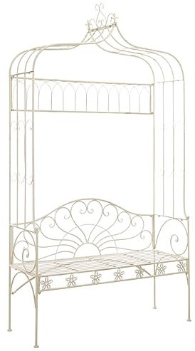 Iiaky Gartenbank Sitzbank Outdoor Parkbank Bank Balkon Gartenbank Sitzbank GartenbäNke 122 cm Eisen Antik Weiß