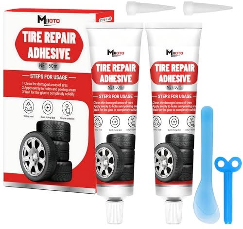 Miioto Riparazione Pneumatici, Ripara Gomme Auto, Mastice per Riparazione Pneumatici, Ripara Buchi e Crepe, Riparazione Gomme Auto/Bici/Moto-100ml