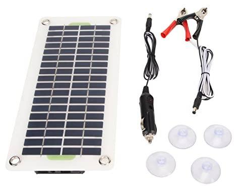Tragbares Solarpanel, Solar-Erhaltungsladegerät, Wasserdichte Panel-Batterie, Hocheffizientes Stromversorgungssystem mit Zigarettenanzünder für Wohnmobile,Marine-Laptops, Generator