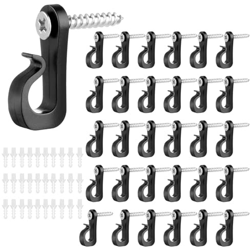 KFSCIP Sticky Hooks for Hanging Outdoor Fairy Lights, Festoon and Decorating Clips for Fence, Gutter