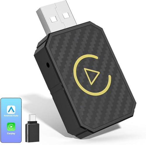 Gaethra Carplay & Android Auto Wireless Adapter, Plug and Play, USB C/A, Kompatibel mit iOS 10+/ Android 11+, Car Play Stick Geeignet für Fahrzeuge, die mit CarPlay/Android Auto funktionieren, CZHZ01