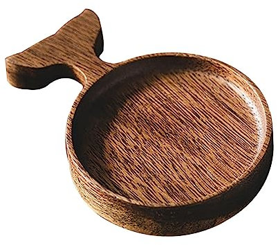 DECHOUS Fish-Shaped Wooden Sauce Bowl Small Acacia Wood Soy Sauce Dish Multi-Functional Flavor Seasoning Plate for Japanese and Korean Dining