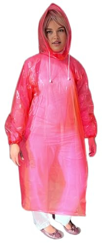 Start and Drive Ltd, Poncho Rain Coat Long Sleeve Waterproof Plastic Adult Size Disposable Ponchos with Hoods Emergency Raincoats