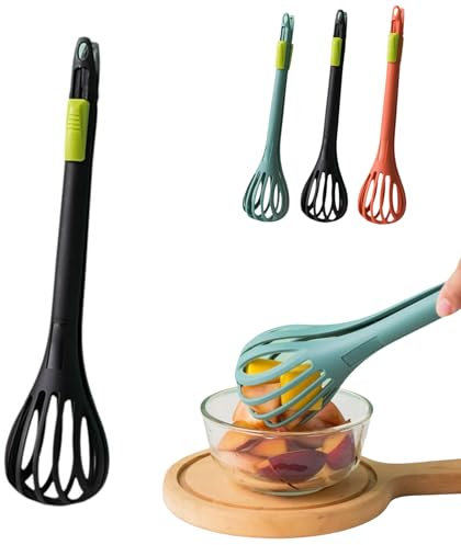 2025 New Multifunctional Egg Beater, 2 in 1 Food Clip & Egg Whisk,Automatic Egg Beater, Handheld Egg Whisk Bread Clip, Kitchen Gadget for Cooking Salad Mixer Gripping Stirring Food (Black)
