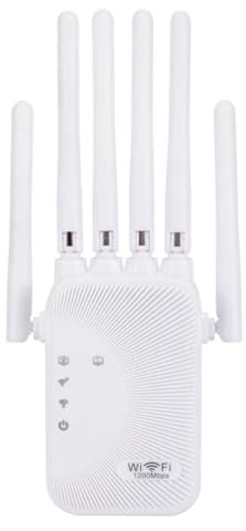 Amplificador de señal WiFi con 6 Antenas Enchufe,Repetidor con 2 Puertos Gigabit Ethernet,Modos Repetidor/Ap, Compatible con Todos los Routers- Extender Ideal para Hogar y Oficina