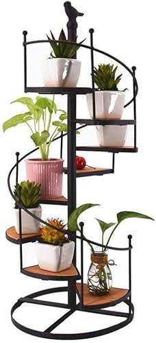 DUBTEDHOU Ladder Plant Stand Indoor Outdoor, 8 Tier Metal Spiral Staircase Design Floating Shelves for Flower Pot Display Garden Decorative Stand and Home Desktop Ornaments Storage Shelf