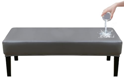Wasserdicht Universal-Bezug für Esszimmer-Bank, Stretch PU Leder Bezug für Sitzbank Holzbank Schonbezug Bezug Für Fußhocker Bank Sitzbank Hocker Husse Flurbank Stuhlhusse Sofabank Bezüge(Dunkelgrau,15