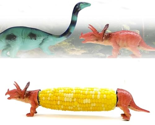 Dinosaur Corn Cob Holders, Stainless Dinosaur Corn on The Cob Holders, Stainless Steel Barbecue Prongs Reusable and Easy to Clean for BBQs, Picnics & Family Dinners (Red)