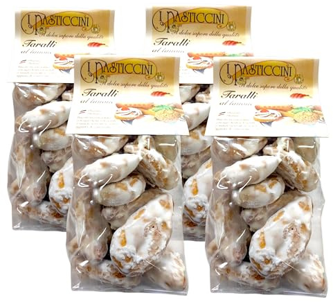 I Masticcini Taralli al Limone Artigianali, 4 Confezioni da 250g, Biscotti Italiani Glassati