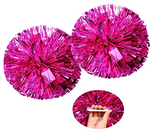 Ainmto Pom Poms Cheerleading mit einem weißen Griff für Sport Party Tanzteam Zubehör Cheering Squad Spirit (2 Pack Rosa).