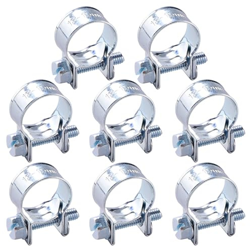 YYIGVMO 8 Pezzi 13-15 mm Mini Fascette Stringitubo, Fascette per Tubi di Iniezione di Carburante Zincate, Regolabile Fascette Stringitubo, per Tubo del Carburante, Tubo di Scarico