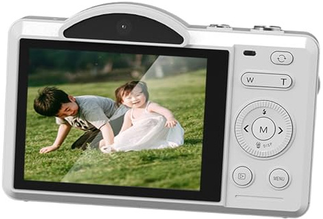 Goshyda Fotocamera Digitale 4K, Fotocamera WiFi Vlog da 75MP con Zoom Digitale 16X Costruito in Flash, Punto di Messa a Fuoco Automatico e Fotocamera da Tiro con 64GB per Principianti (White)