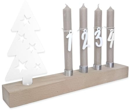 Adventskranz modern aus Holz Kerzenhalter Set länglich Adventsleiste mit Kerzen Boho