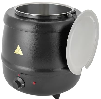 Suppenkessel Elektrisch 10L Suppentopf Wärmer mit Klappdeckel, Herausnehmbarem Edelstahl Einsatz, Suppenwarmhaltebehälter 35-80°C für Buffets, Restaurants, Frühstücksläden
