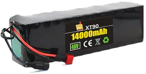 48V 14Ah 13S2P E-Bike Akkupack mit Ladegerät Eingebauter BMS-Schutz Ideal für 200-1000 W Elektrofahrradmotor Wasserdichter PVC-Akku XT90 Plug,48V 14Ah