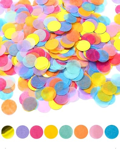 SanKristo 6000 Stück Party Konfetti Bunt Mehrfarbig Runde Streudeko Tischdeko Deko Confetti Lebendige Mehrfarbigkeit Folie Tüllpapier Party Geburtstage Hochzeit Jubiläen Dekoration Frauen Männer 60g
