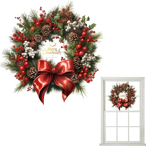 Adesivi per finestre a forma di corona di Natale, decorazione per feste, decorazione di feste e finestre, per feste, appartamenti, camera da , cucina, sala