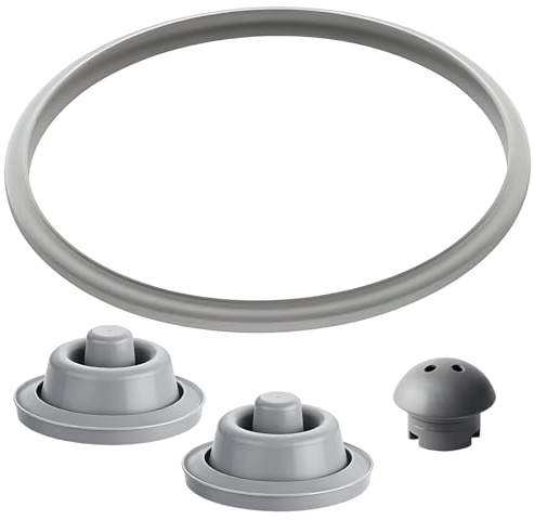 Qnvyw Schnellkochtopf Ersatzteile, Wartungskomponenten für Küchengeräte, 1 Dichtungsring mit 1 Stahlkugelventil und 2 Silikonkappen, zuverlässige Druckkontrolle und sichere Nutzung