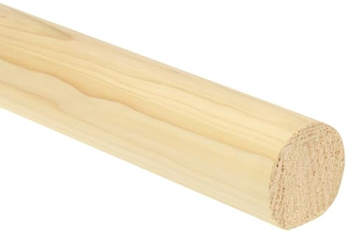 Jackson Woodturners 54mm Mopstick Handrail – Solid Wood Round Stair Handrail – Oak, Pine, Hemlock or Primed (White) – 1.8m, 2.4m, 3.6m, 4.2m (Pine, 2400mm)