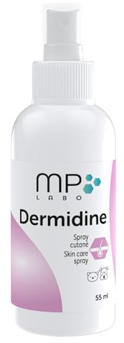 MP Labo Dermidine 55 ML | Spray pour l'Hygiène Cutanée pour Chien et Chat à Base de Calendula et de Centella Asiatica - Calmant, Emollient et Hydratant