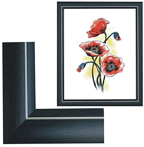 Bilderrahmen Größe 40x50cm Farbe Schwarz Silber Malen nach Zahlen ohne Glas | Dekorativer Bilderrahmen ohne Glas, ideal für Malen nach Zahlen Bilder, auch für Ölbilder und Acrylbilder geeignet