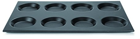 Pentole Agnelli, COSA183/SS08, Teglia Gastronorm 1/1 con 8 Stampi da 11 cm, Antiaderente, Alluminio, Nero