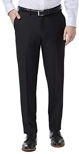 Haggar Men's Premium Comfort Stretch Slim Fit Dress Pant, Black, 32Wx29L
