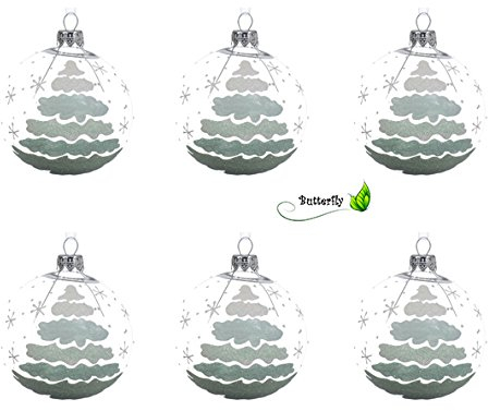 Christmas Decoration Weihnachtskugeln Tannenbäume und Schneeflocken Glas 8cm x 6 Stück Christbaumkugeln modern mintgrün eukalyptus