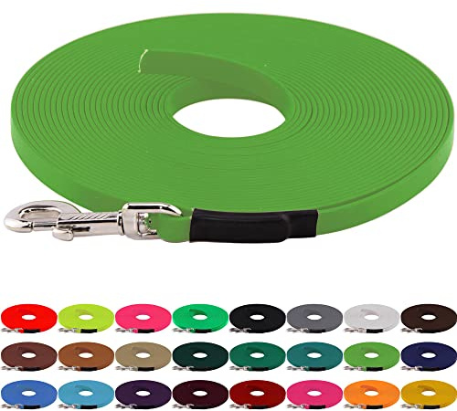 LENNIE BioThane Schleppleine, 9mm, Hunde 5-15kg, 20m lang, ohne Handschlaufe, Apfelgrün, genäht