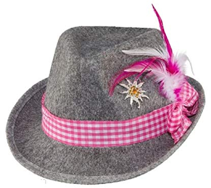 narrenkiste O23676 KW 58 grau-pink Damen Herren Trachten-Tirolerhut