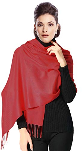 Pashmina Stola Damen für Abendkleid Kaschmirstola Kaschmir Schal Umhang Paschmina- Rot